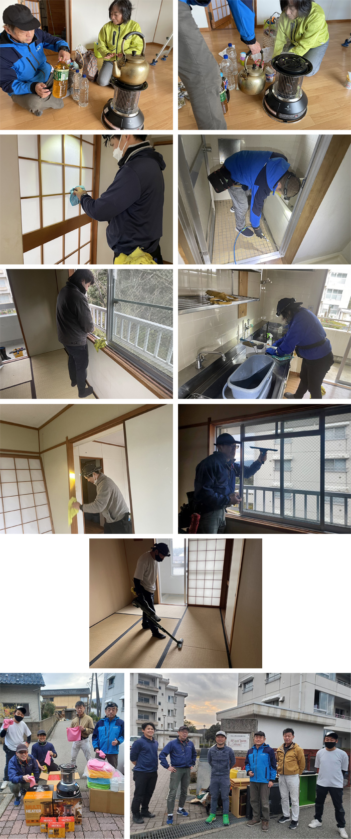 石川県輪島被災者受け入れ施設にてボランティア清掃